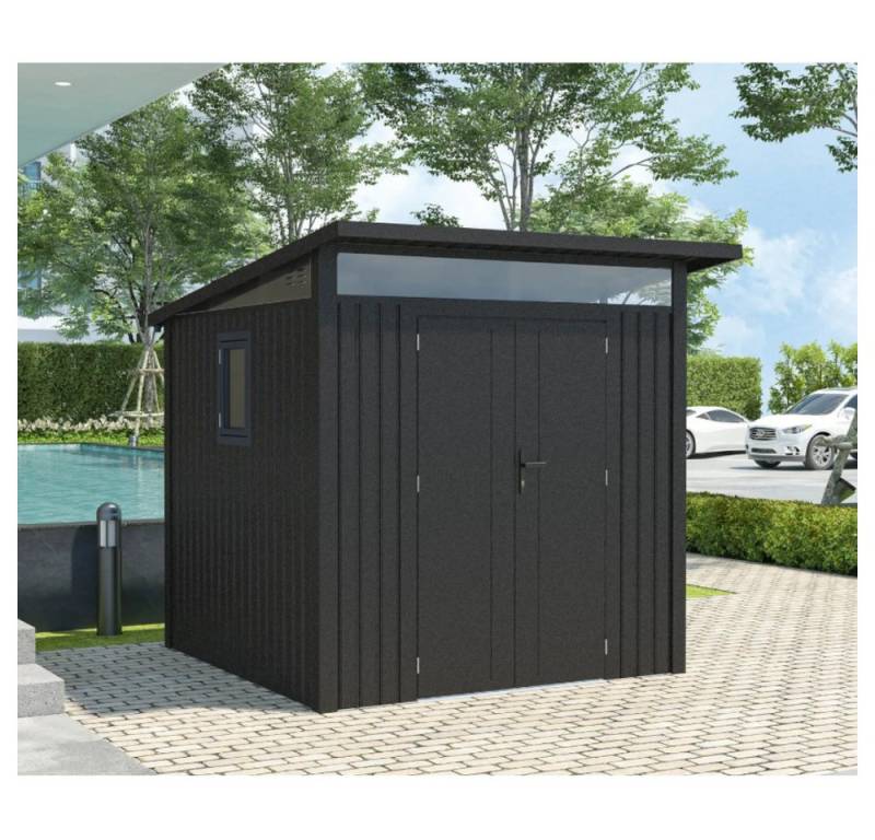 HORI Gerätehaus HORI Metallgerätehaus Kubix Pent Stahl feuerverzinkt mit Pultdach, Langlebig, Pflegeleicht, Robustheit, Sicherheit von HORI