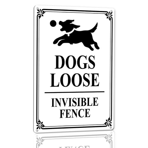 Horienteeon Aluminiumschild mit Aufschrift "Dogs Loose Invisible Fence", 14 x 20 cm, stabiles Aluminium-Metallschild, rostfrei, Warnschild für Zuhause, Hundehausschild, Dekoration von Horienteeon