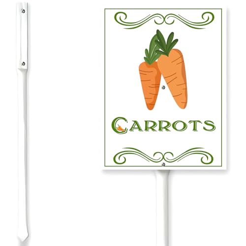 Horienteeon Gemüsegartenschilder mit Pfahl, Karotten, Gartenschild, Gartenetiketten, Pflanzenmarkierungen für Garten, 15,2 x 11,7 cm, Gemüsesetzling-Etikett, Pflanzennamenschild für den Innenbereich von Horienteeon