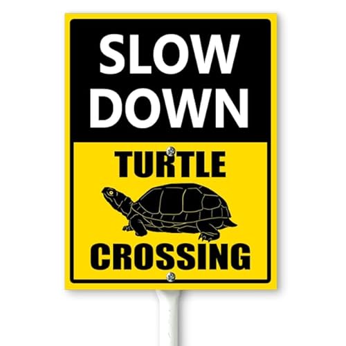 Horienteeon Langsames Down-Schild, Schildkrötenüberquerung, Hofschild mit Heringen, 20 x 30 cm, stabiles Aluminium, rostfrei, Gartenhaus, Hofdekoration "Slow Down - Turtle Crossing" von Horienteeon