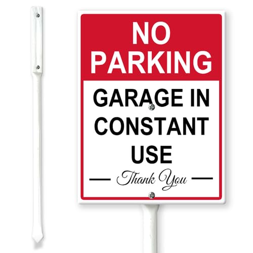 Horienteeon Schild mit Pfählen "No Parking Garage in Constant Use", 17,5 cm × 22 cm, stabiles Aluminiumschild, rostfrei, Parkverbotsverbote, Privatgrundstück, Zugang, nicht blockieren, Fahrzeug Horienteeon Schild mit Pfählen "No Parking Garage in Constant Use", 17,5 cm × 22 cm, stabiles Aluminiumschild, rostfrei, Parkverbotsverbote, Privatgrundstück, Zugang, nicht blockieren, Fahrzeug von Horienteeon