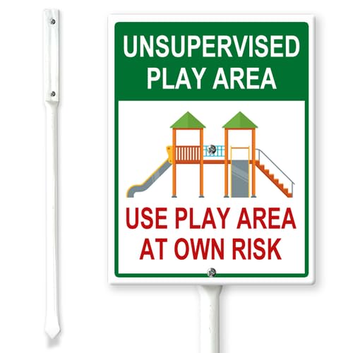 Horienteeon Schild mit Pfählen "Unsupervised Play Area at Own Risk", 17,5 x 22 cm, stabiles Aluminium-Schild, rostfrei, Outdoor-Spielhaus-Zubehör, Spielbereich auf eigene Gefahr Horienteeon Schild mit Pfählen "Unsupervised Play Area at Own Risk", 17,5 x 22 cm, stabiles Aluminium-Schild, rostfrei, Outdoor-Spielhaus-Zubehör, Spielbereich auf eigene Gefahr von Horienteeon