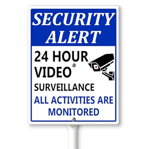 Horienteeon Sicherheitskamera-Schild, Videoüberwachungsschild, Hofschild mit Heringen, 20 x 30 cm, Metallschild mit Aufschrift "No Trespassing", stabiles Aluminiumschild, rostfrei, von Horienteeon