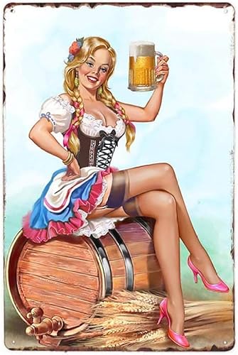 Horienteeon Vintage Metall-Blechschild für Mädchen, Bier, Metallschilder, Vintage-Schild, sexy Lady, Pub, Bar, Wandposter, Gemälde, Heimdekoration, 20 x 30 cm von Horienteeon