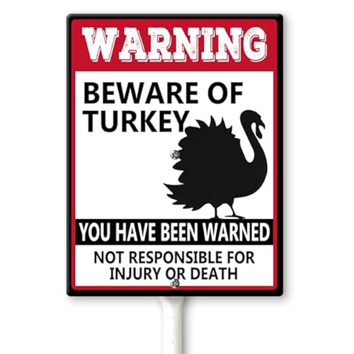 Horienteeon Warnschild mit Pfählen "Beware of Turkey", 11,5 x 15 cm, stabiles Aluminium, rostfrei, Vintage-Metall-Warnschilder über die Türkei, Aktivitätsbereiche für Außenbereich, Gras, Rasen, Hof, von Horienteeon