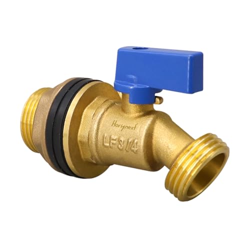 Horiznext 2,5 cm Regentonnen-Zapfhahn, Messing-Schott-Kugelhahn für 55 Gallonen Wassertank, verbindet Gartenschlauch und Kunststoffeimer für den Außenbereich (1 Stück, blau) von Horiznext