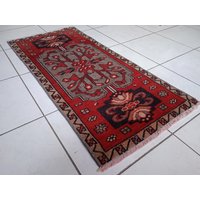 1.64'x3.48' Rote Fußmatte, 50x46 cm Kleiner Teppich, Handgemachte Oushak Türmatte Für Innenbereich, Einzigartige Türmatte, Wollmatte von HorizonVintageRug