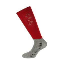 Equitheme Socken Compet, rot hellgrau, 31-35, Satz von 2 Paaren von horizont