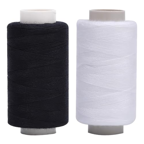 1 Stück in Schwarz + 1 Stück in Weiß，350 m langes Polyestergarn zum Nähen,2 Spulen à 350 m, für Nähmaschine für Anfänger, Handnähen & Quilten. von Horktrust