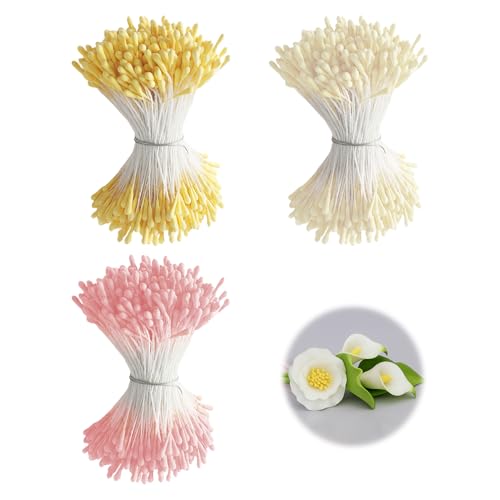 Horktrust 1050 Stück pfeifenreiniger Blumen Set, Pipe Cleaner Flower Set mit Zwei Perlen Köpfen 2mm Gelb, Weiß, Rosa ?für Blumen Basteln, DIY Projekte Dekoration. von Horktrust