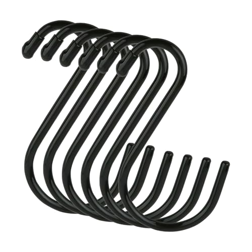 Horktrust 6 S-förmige Haken, Edelstahlhaken für Kleiderschränke, langlebig und rostfrei, geeignet für Küche, Bad und Schlafzimmer Schwarz Horktrust 6 S-förmige Haken, Edelstahlhaken für Kleiderschränke, langlebig und rostfrei, geeignet für Küche, Bad und Schlafzimmer Schwarz von Horktrust