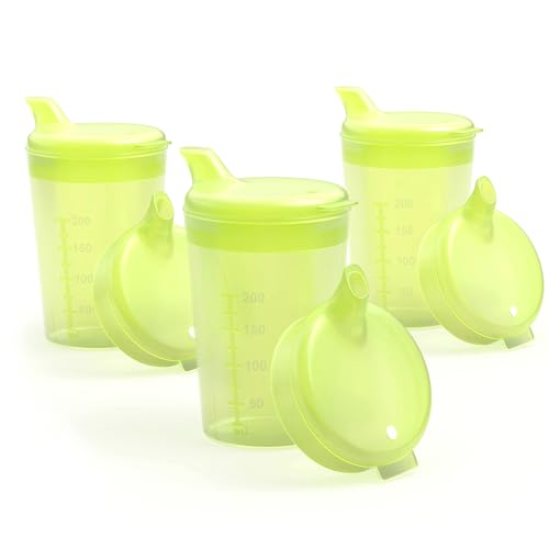 Horn Medical 3er Pack 250ml Erwachsenen Schnabelbecher-/Trinkhilfe-Sets mit je zwei Deckeln (große & kleine Öffnung) pro Set - Farbe wählbar (gelb) von Horn Medical