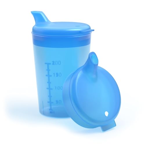 Horn Medical Schnabelbecher inkl. 2 Deckeln (große & kleine Öffnung) I Trinkhilfe I 250ml I Farbe wählbar (blau) von Horn Medical