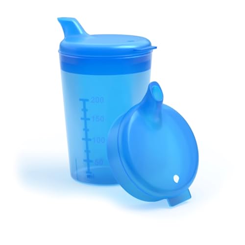 Horn Medical Schnabelbecher inkl. 2 Deckeln (große & kleine Öffnung) I Trinkhilfe I 250ml I Farbe wählbar (blau) von Horn Medical