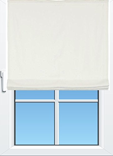 Horn Textiles Verdi halbtransparent wollweiß Raffrollo, 100 cm x 145 cm | Raffgardine (120x145cm) von Horn Textiles