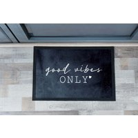 Fußmatte, Personalisiert, Good Vibes Only, Verschiedene Farben, Waschbar Und Rutschfest, Mit Rand von HornArtDesign