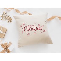 Kissen Weihnachten, "Merry Christmas", Bedruckt, 40 X cm, Farbe Natural, Weihnachtsgeschenk, Mit Füllung von HornArtDesign