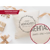 Personalisiertes Kissen Weihnachten, "Frohe Weihnachten", Bedruckt, 40 X cm, Farbe Natural, Weihnachtsgeschenk, Mit Füllung von HornArtDesign