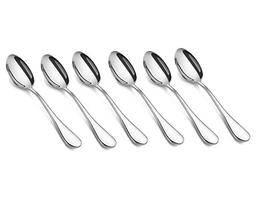 HornTide Besteck Besteck-Sets 6-teiliges Tea Spoon Dessertlöffel Kaffeelöffel Teelöffel 14cm Edelstahl hochglanzpoliert von HornTide