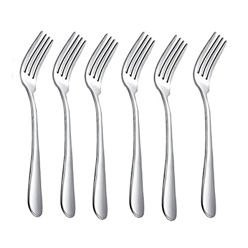 HornTide Besteck Besteck-Sets 6-teiliges Dinner Fork Menuegabel 4 Zinken 18cm Edelstahl hochglanzpoliert von HornTide