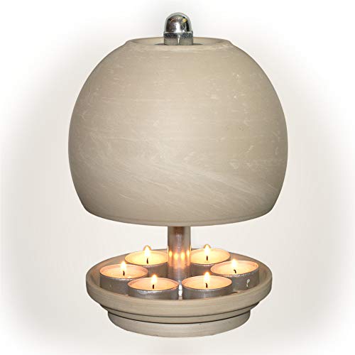HP Teelichtlampe aus Ton in Granit Optik - Größe XL - Teelichtofen für bis zu 6 Teelichter - Spendet Licht und Wärme - Kerzen Notheizung - Teelichtheizung inkl. Teelichter + Feuerzeug von hornet-products