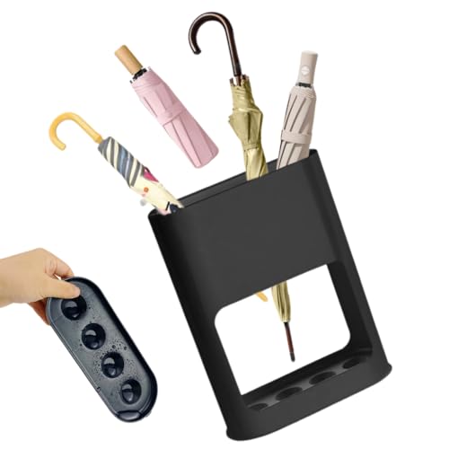 Horolas OVAL Schirmständer mit modernem Design, Regenschirmständer 4 Slots mit Abnehmbarer Abtropfschale Aufbewahrungsregal für Eingangsbereich für Lange/Kurze Regenschirme Schirmhalter (Schwarz) von Horolas