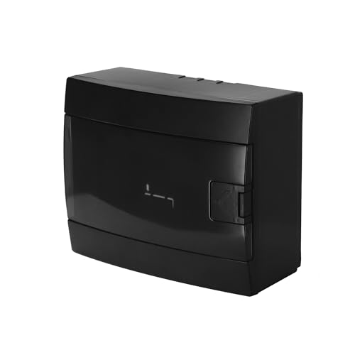 Verteilerkasten Aufputz 1-Reihig für 8 Module 104,5x215,5x173,5 mm IP40 - Schwarzer Sicherungskasten aus ABS-Kunststoff - Stromkasten für Elektroinstallationen im Innenbereich - Horoz Electric von Horoz Electric
