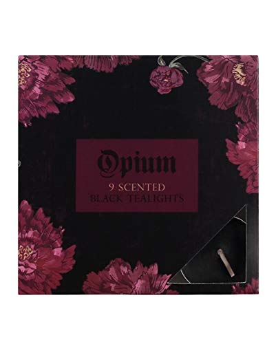 Horror-Shop 9 Stück Opium Parfümierte Schwarze Teelichter von Horror-Shop