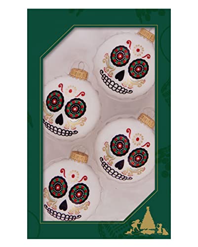 Day of The Dead Sugar Skull Halloween Glas Weihnachtskugeln Ø6,5cm 4 Stück von Horror-Shop