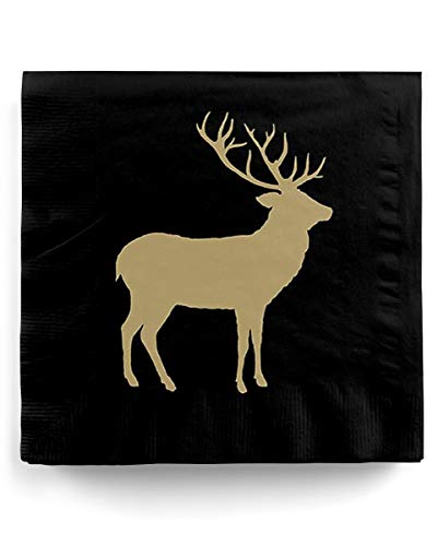 Hirsch Silhouette Servietten Schwarz Gold 20 Stück Hirsch Silhouette Servietten Schwarz Gold 20 Stück von Horror-Shop