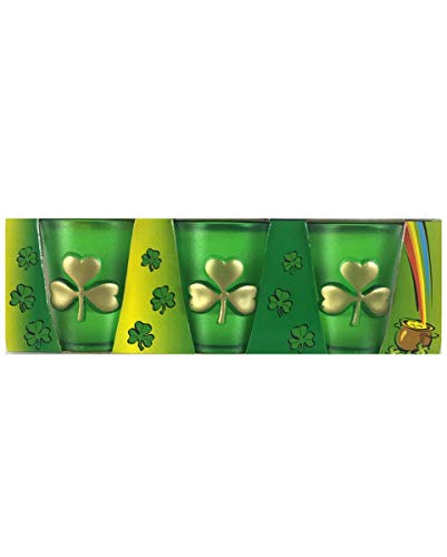 Horror-Shop 3 St. Patricks Day Kleeblatt Schnapsgläser von Horror-Shop