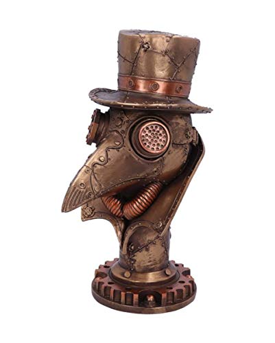 Horror-Shop Bronzefarbene Steampunk Pestdoktor Figur als Büste 23 cm von Horror-Shop