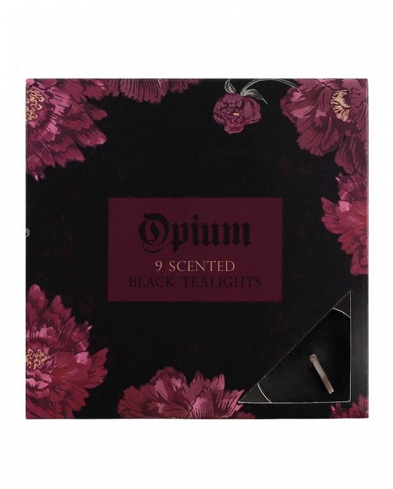 Horror-Shop Kerzenständer 9 Stück Opium Parfümierte Schwarze Teelichter von Horror-Shop
