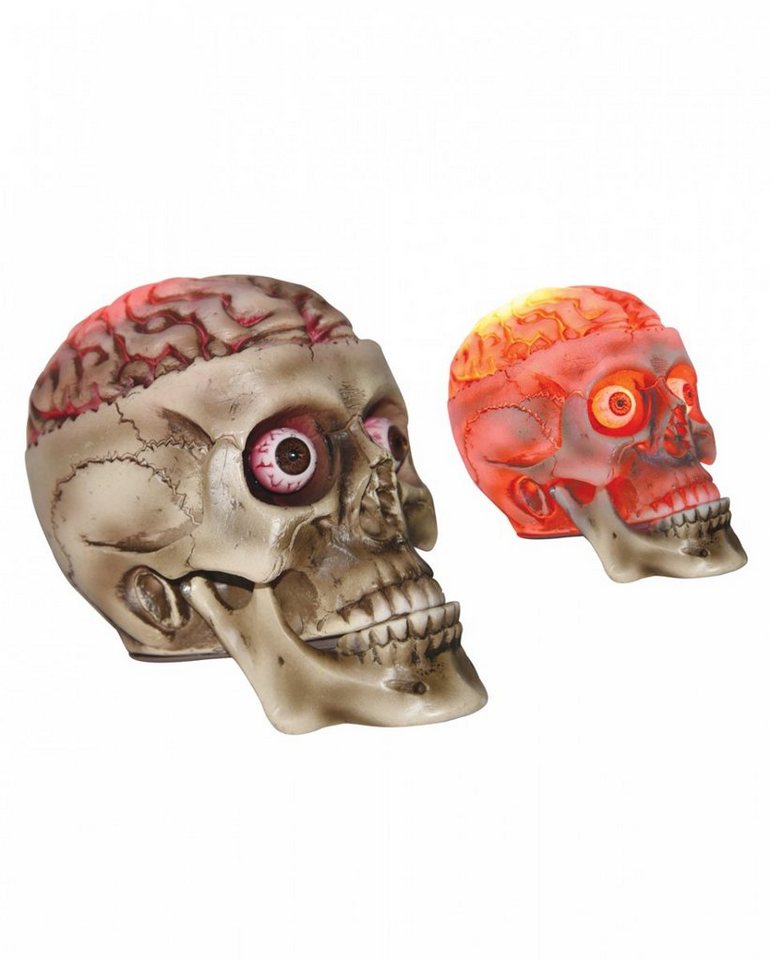 Horror-Shop Dekoobjekt Blutiger Halloween Totenkopf mit LED Gehirn 19cm von Horror-Shop