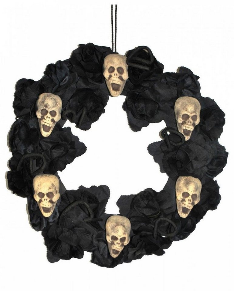 Horror-Shop Dekofigur Dekorativer Halloween Kranz mit schwarzen Rosen & von Horror-Shop