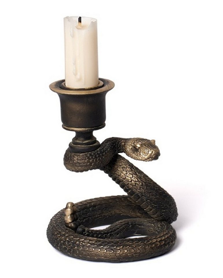 Horror-Shop Dekofigur Elegante, goldfarbene Schlange als Kerzenleuchter von Horror-Shop