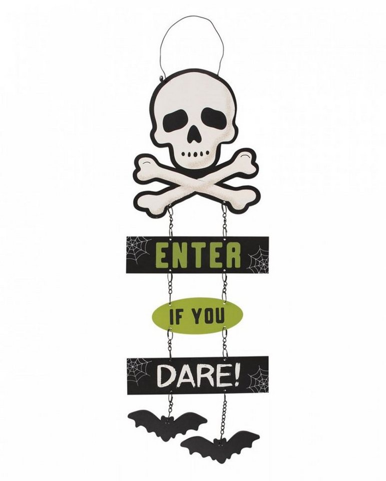 Horror-Shop Hängedekoration Enter If You Dare Halloween Hängeschild mit Skull von Horror-Shop