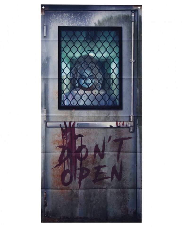 Horror-Shop Hängedekoration Fake Irrenanstalt Tür mit Serienkiller Motiv 180cm von Horror-Shop