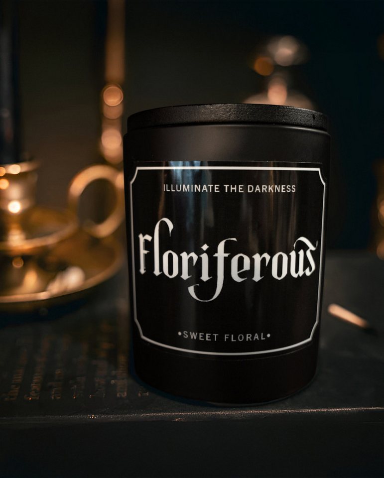 Horror-Shop Dekofigur Floriferous Gothic Duftkerze in schwarzer Metalldo von Horror-Shop