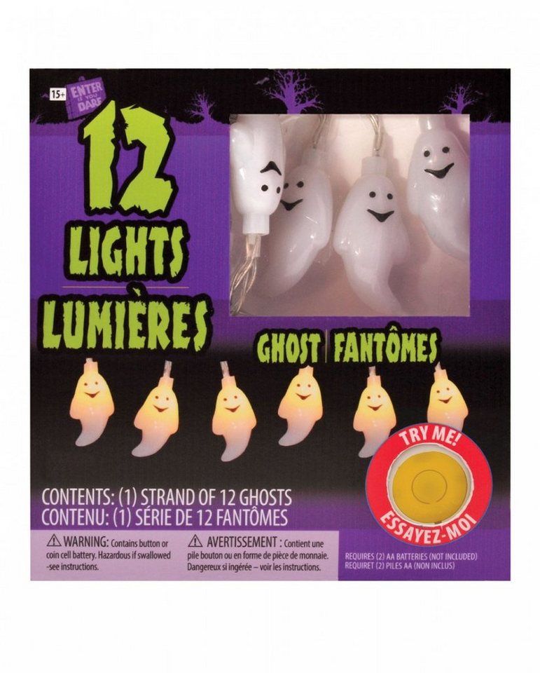 Horror-Shop Dekoobjekt Freundliche Geister Lichterkette mit 12 LEDs für e von Horror-Shop