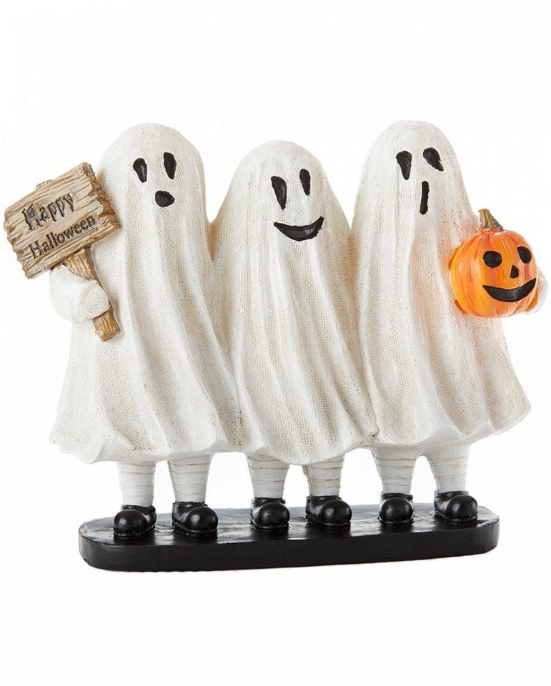 Horror-Shop Dekoobjekt Geister Trio mit Happy Halloween Schild & Kürbis 2 von Horror-Shop