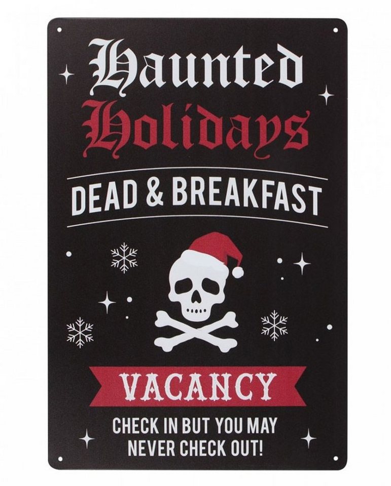 Horror-Shop Dekofigur Gespenstische Feiertage Weihnachts Metall Schild von Horror-Shop