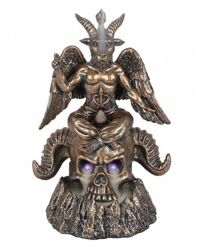 Horror-Shop Dekofigur Goldene Baphomet Figur als Backflow Räucherkegel H von Horror-Shop