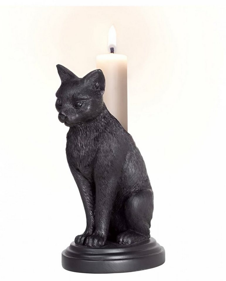 Horror-Shop Dekofigur Gothic Katze Kerzenständer Schwarz als Geschenkide von Horror-Shop