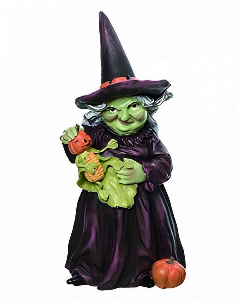 Horror-Shop Dekoobjekt Grüne Hexe mit Kürbismännchen Ernte als Halloween von Horror-Shop