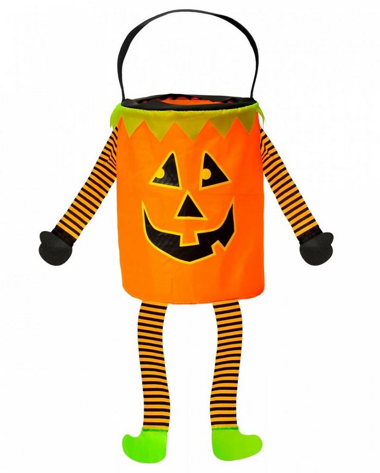 Horror-Shop Dekoobjekt Halloween Betteltasche mit freundlichem Kürbis Mot von Horror-Shop