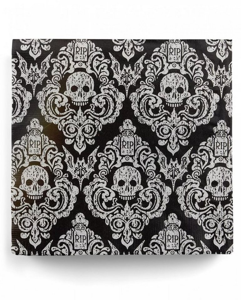 Horror-Shop Papierserviette Halloween Damast Stoffserviette mit Friedhof Motiv von Horror-Shop