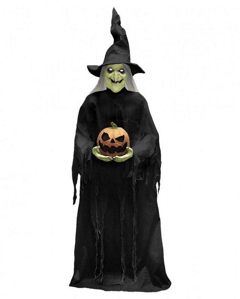 Horror-Shop Dekoobjekt Halloween Hexe mit Flammendem Kürbis Animatronic 2 von Horror-Shop