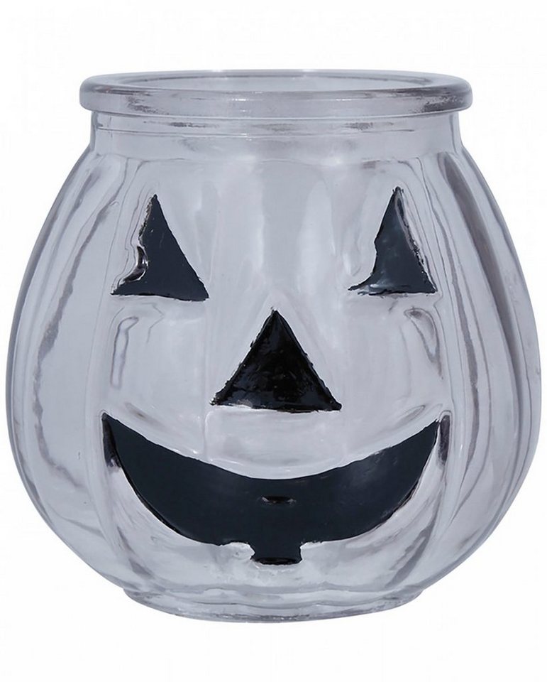 Horror-Shop Kerzenständer Halloween Kürbis Glas Kerzenhalter von Horror-Shop