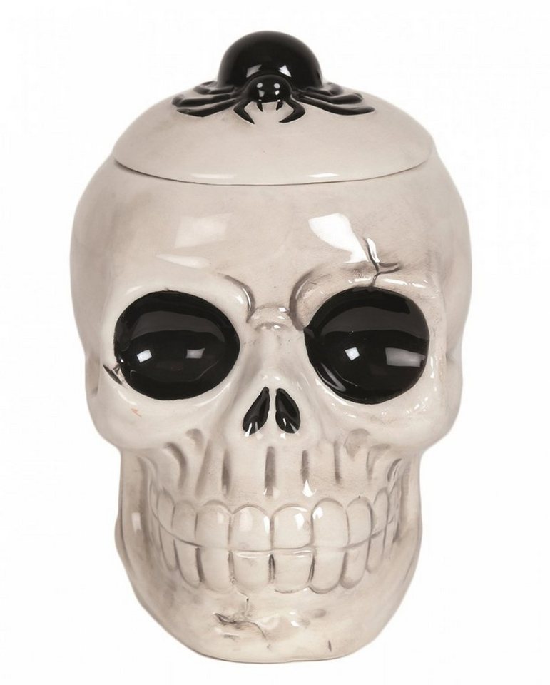 Horror-Shop Kerzenständer Halloween Totenkopf mit Spinne Teelicht Lampe für von Horror-Shop